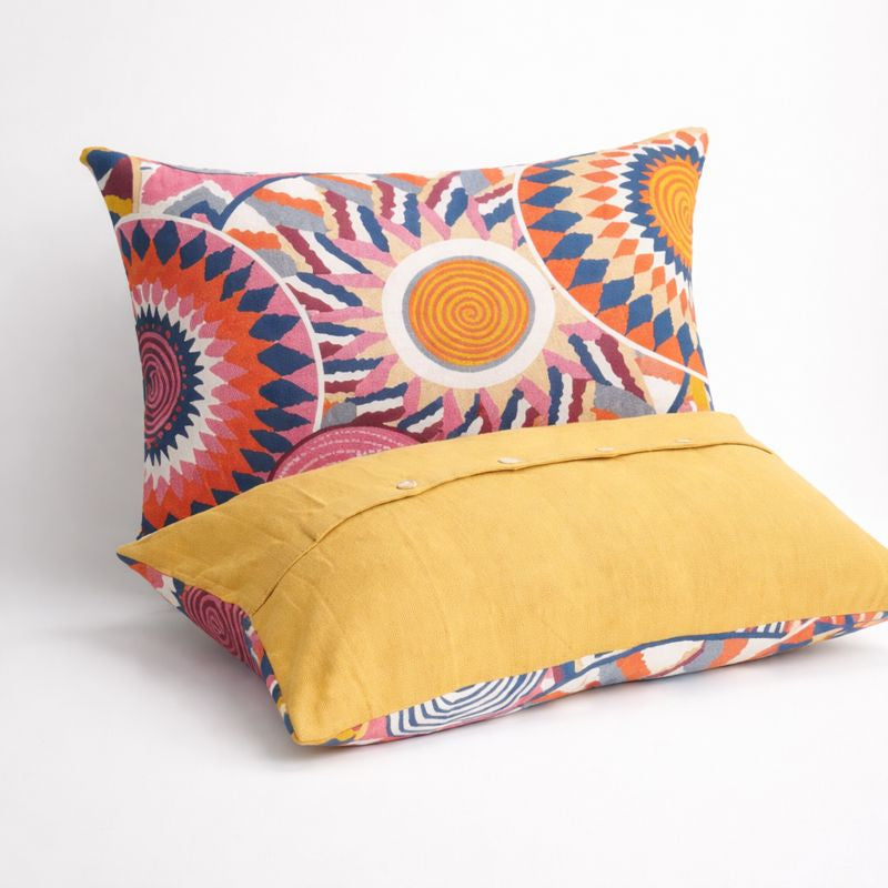 Pillowcases Set | Nordic Sun Print Button Cotton 2 Piece