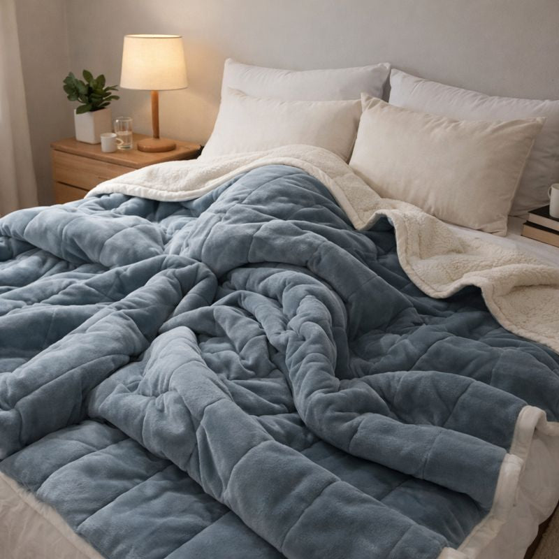 Luxurious Sherpa Fleece Blanket - Incredibly Cuddly and Warm for Bed