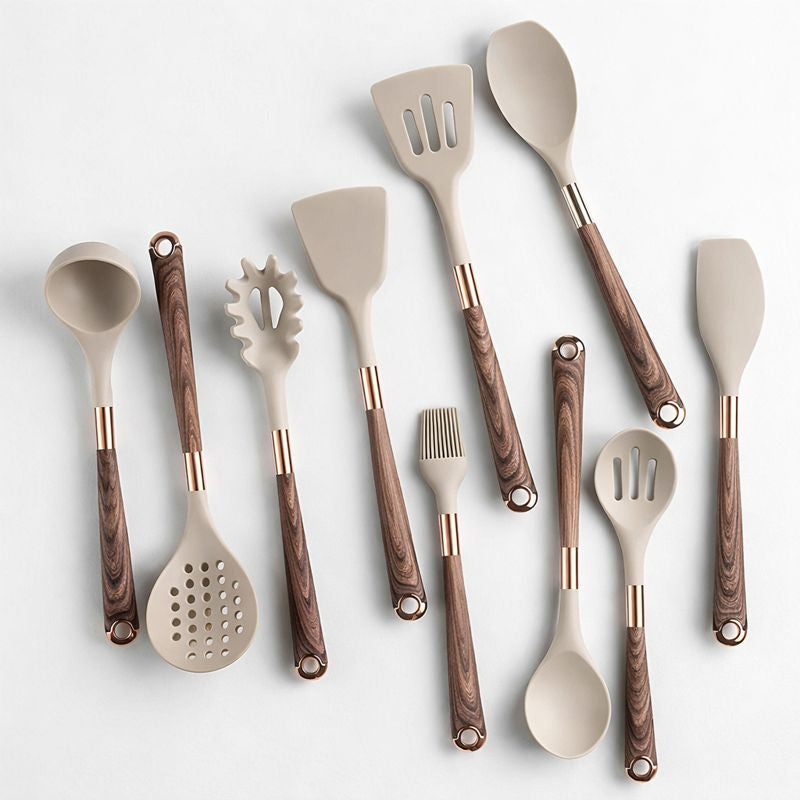 Luxe Silicone Cooking Utensils Set - Heat-Resistant for Kitchen (10 Pieces)