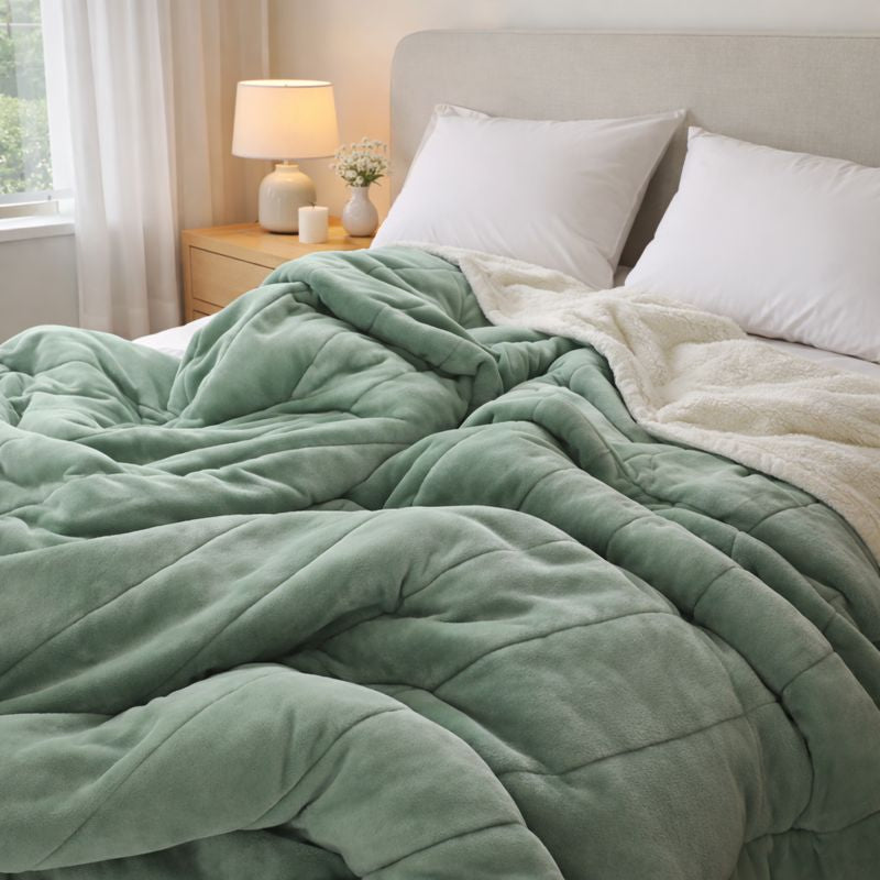 Luxurious Sherpa Fleece Blanket - Incredibly Cuddly and Warm for Bed