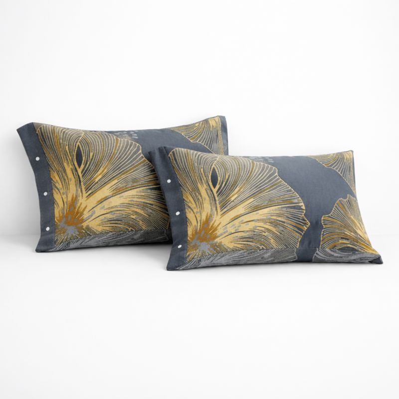 Golden Flora Pure Cotton Pillowcase Set – 2 Pieces for Bed & Home Décor