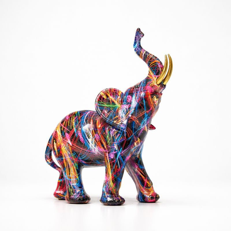 Artistic Elephant Graffiti Figurine - Resin