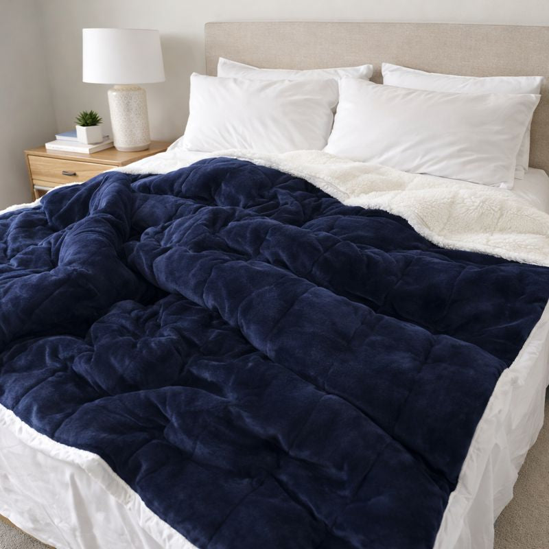 Luxurious Sherpa Fleece Blanket - Incredibly Cuddly and Warm for Bed