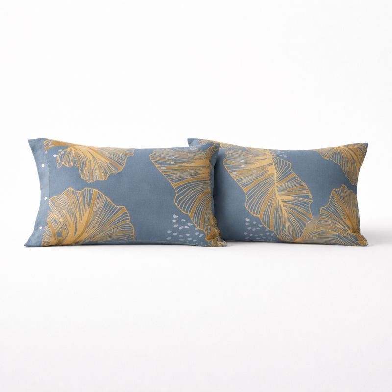 Golden Flora Pure Cotton Pillowcase Set – 2 Pieces for Bed & Home Décor