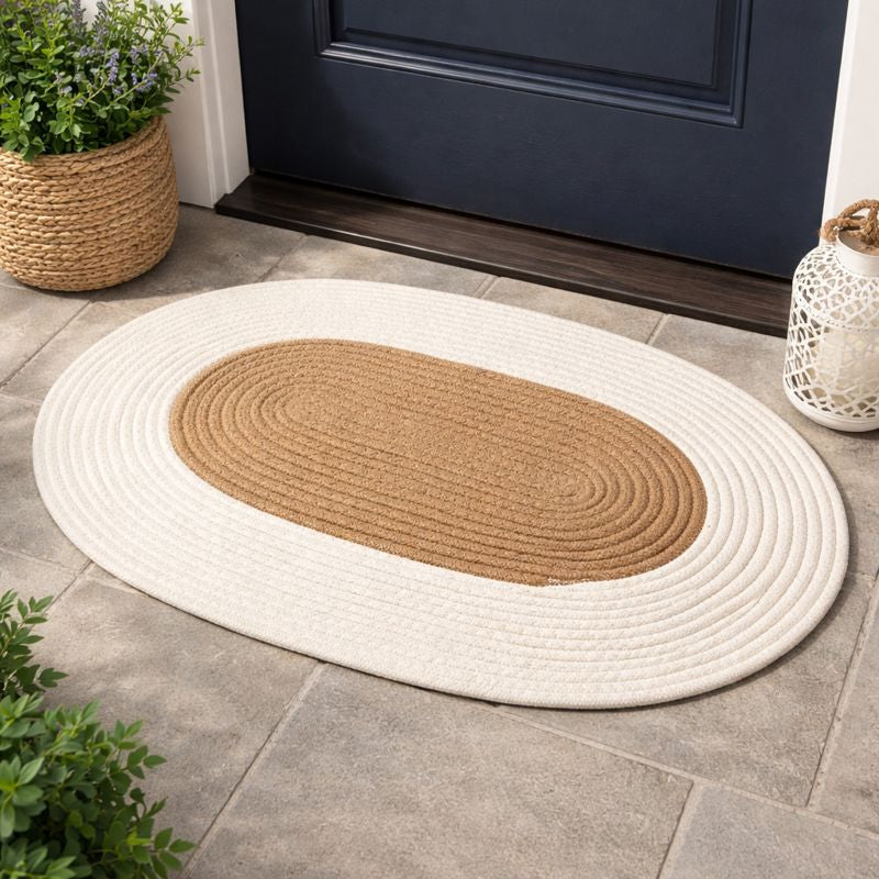 Boho Braided Hemp Door Mat – Natural Fiber Mat