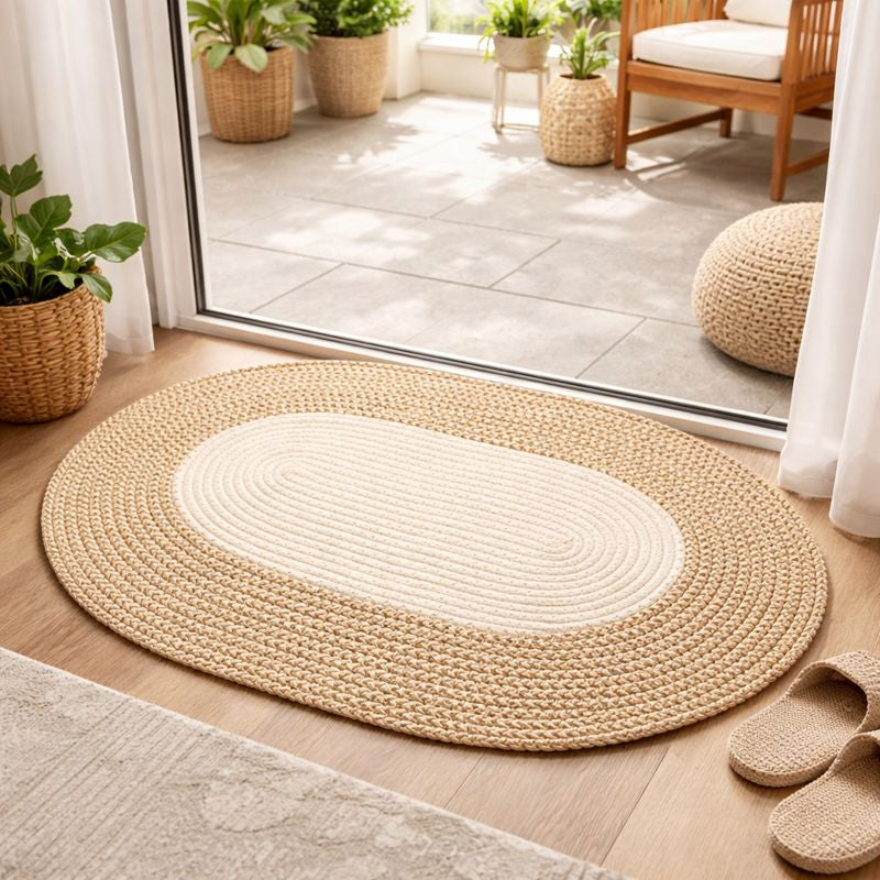 Boho Braided Hemp Door Mat – Natural Fiber Mat