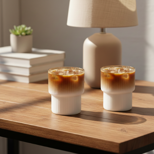 Ribbed Glass Set - Aesthetic Look