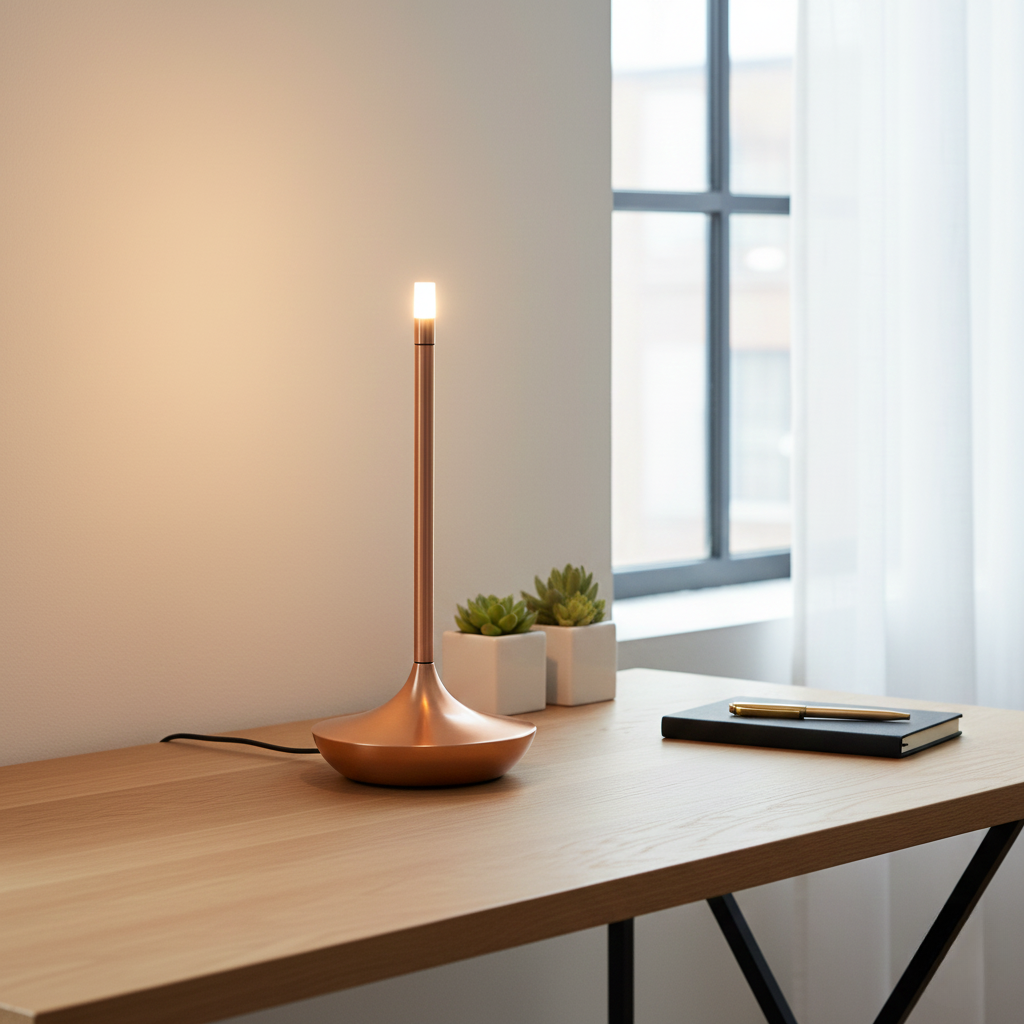 Portable Aluminium Table Lamp with Warm Ambient Light – Cylindrical Design