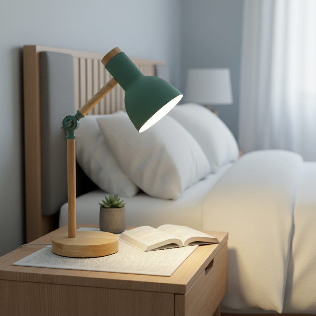 LED Desk Lamp – Nordic Wood Design for Work and Living Room