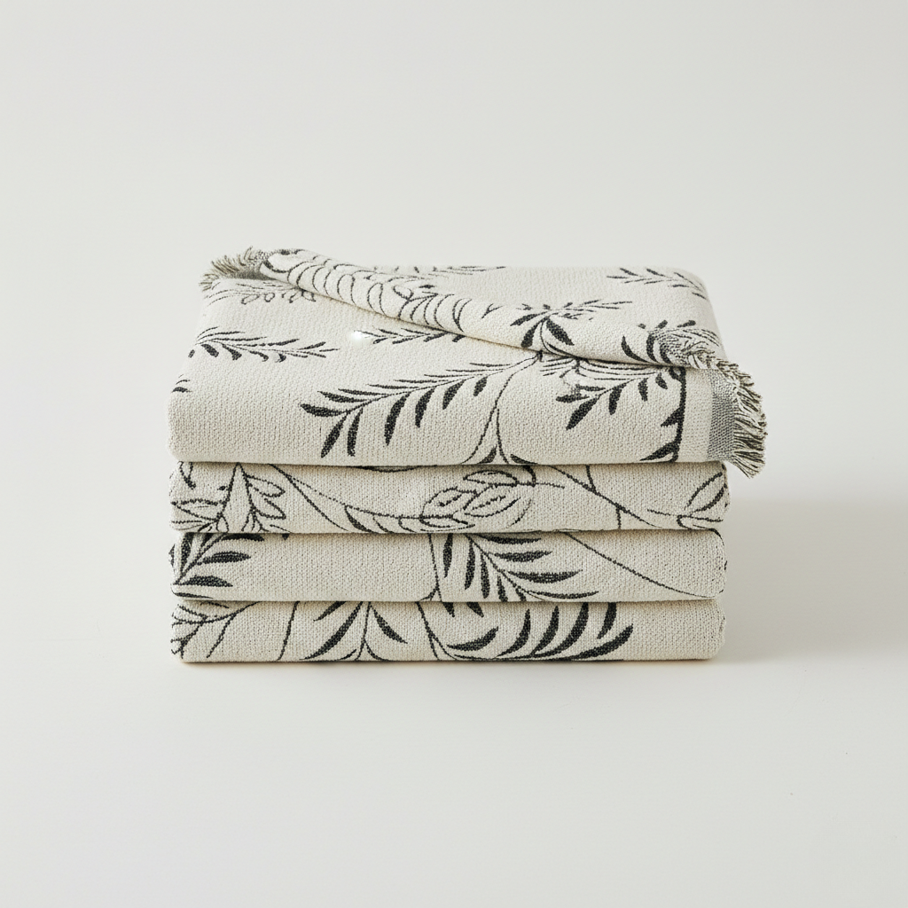 Cozy Winter Sofa Cover - Warm Botanical Pattern for Couch