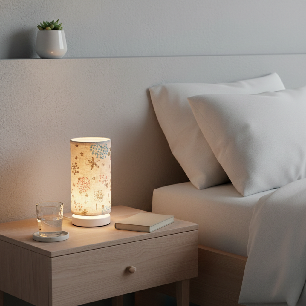 Botanical Floral Table Lamp – Fabric Shade Decorative Lighting