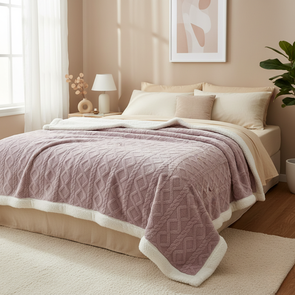 Cozy Fleece Blanket - Double-sided Nighttime Warmth for Bedroom