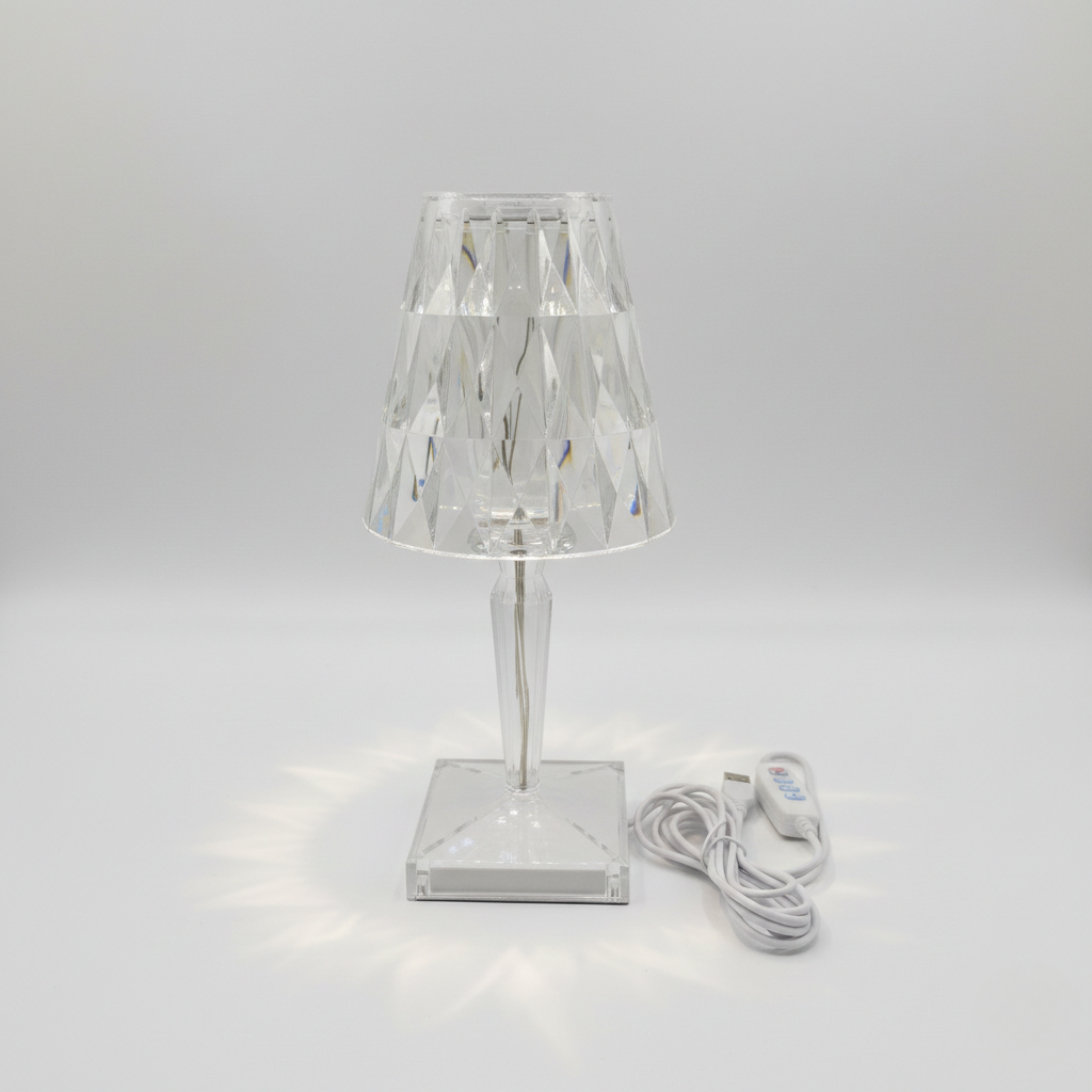 LED Crystal Table Lamp - Elegant Diamond Design