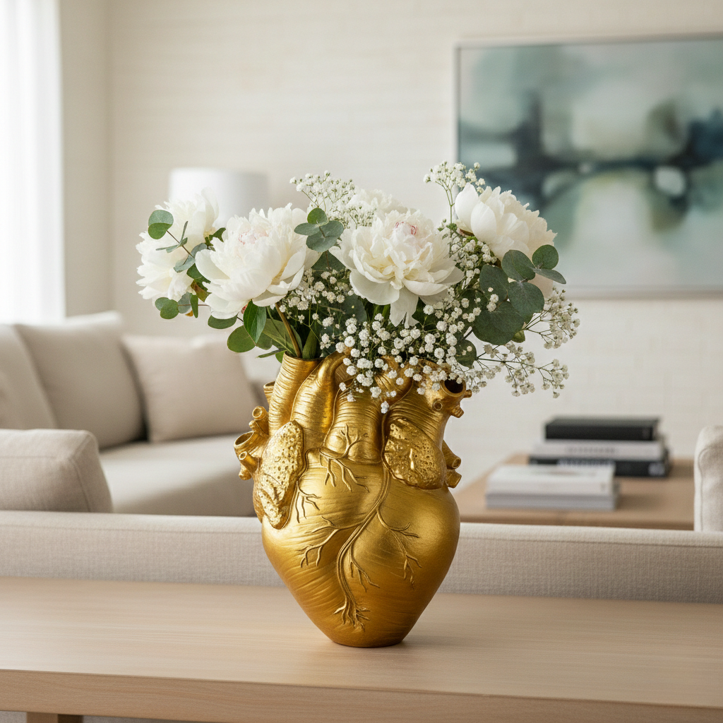 EcoHeart Shaped Vase – Bamboo & Wood Decorative Flower Vase