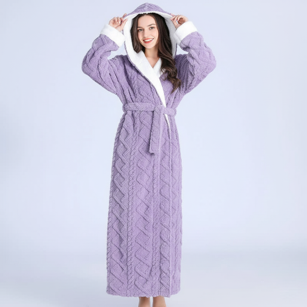 Long Hooded Robe - Soft and Comfy