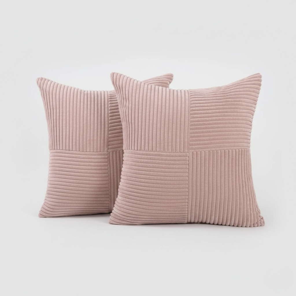 Splicing Soft Corduroy Cushion Cover for Couch – Rustic Living Room Decor