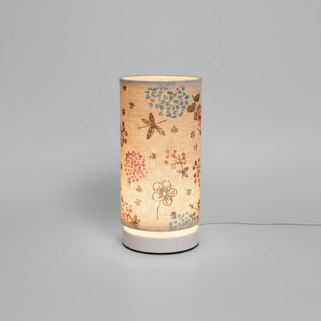 Botanical Floral Table Lamp – Fabric Shade Decorative Lighting