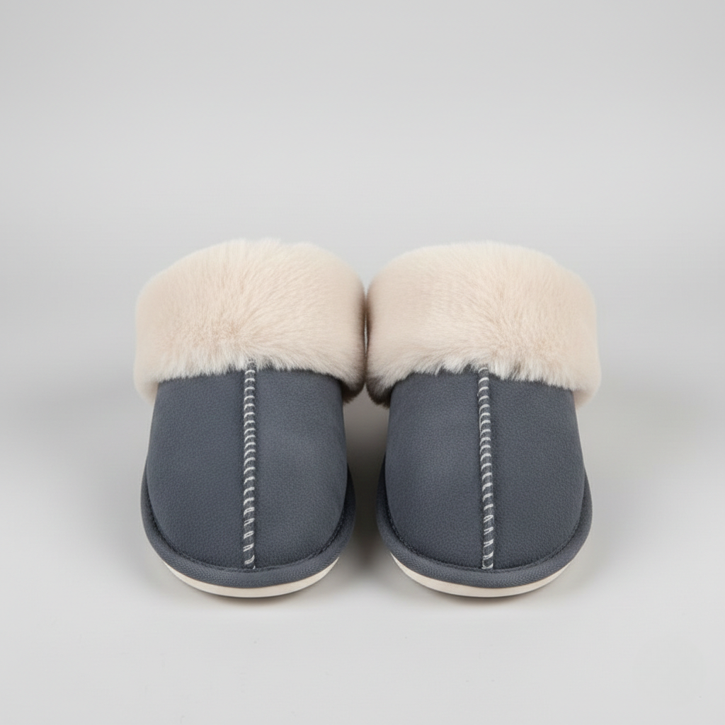 Nordic Comfy Slippers - Faux Fur Rubber Sole for Women