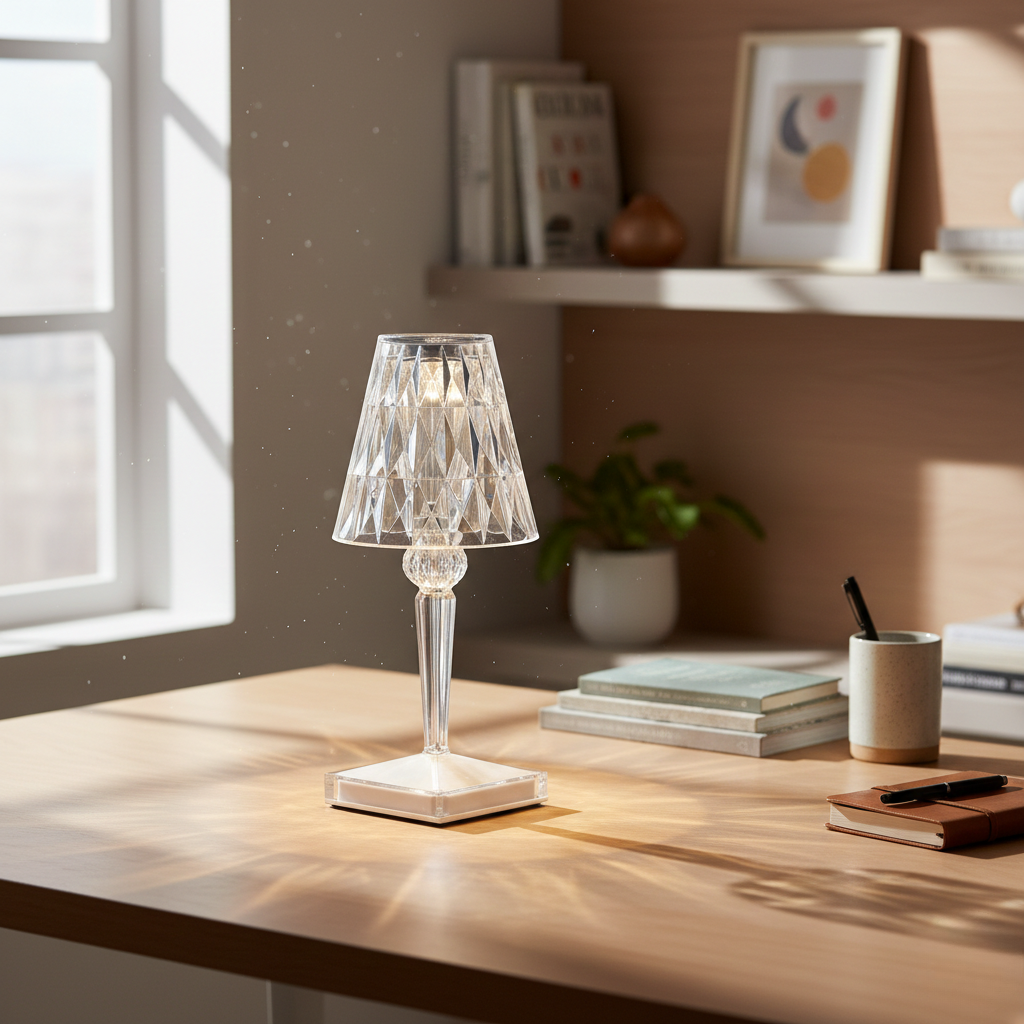 LED Crystal Table Lamp - Elegant Diamond Design