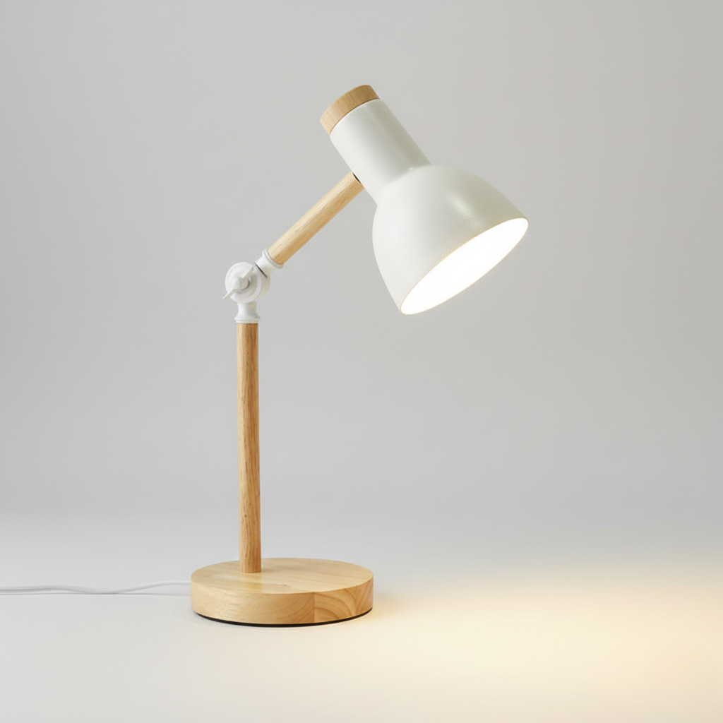 LED Desk Lamp – Nordic Wood Design for Work and Living Room