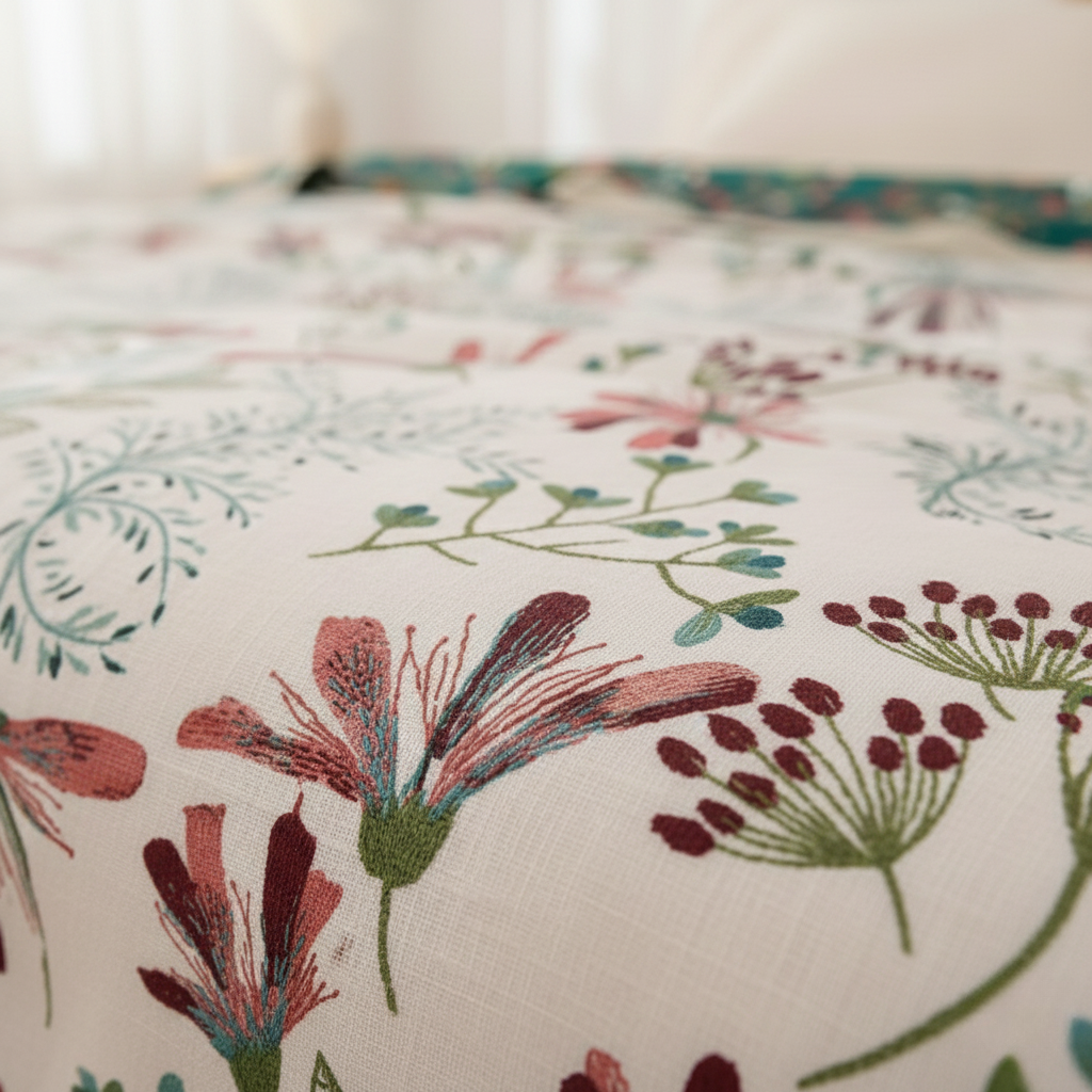 Cotton Floral Throw Blanket – Soft Lightweight Blanket for Sofa & Bed