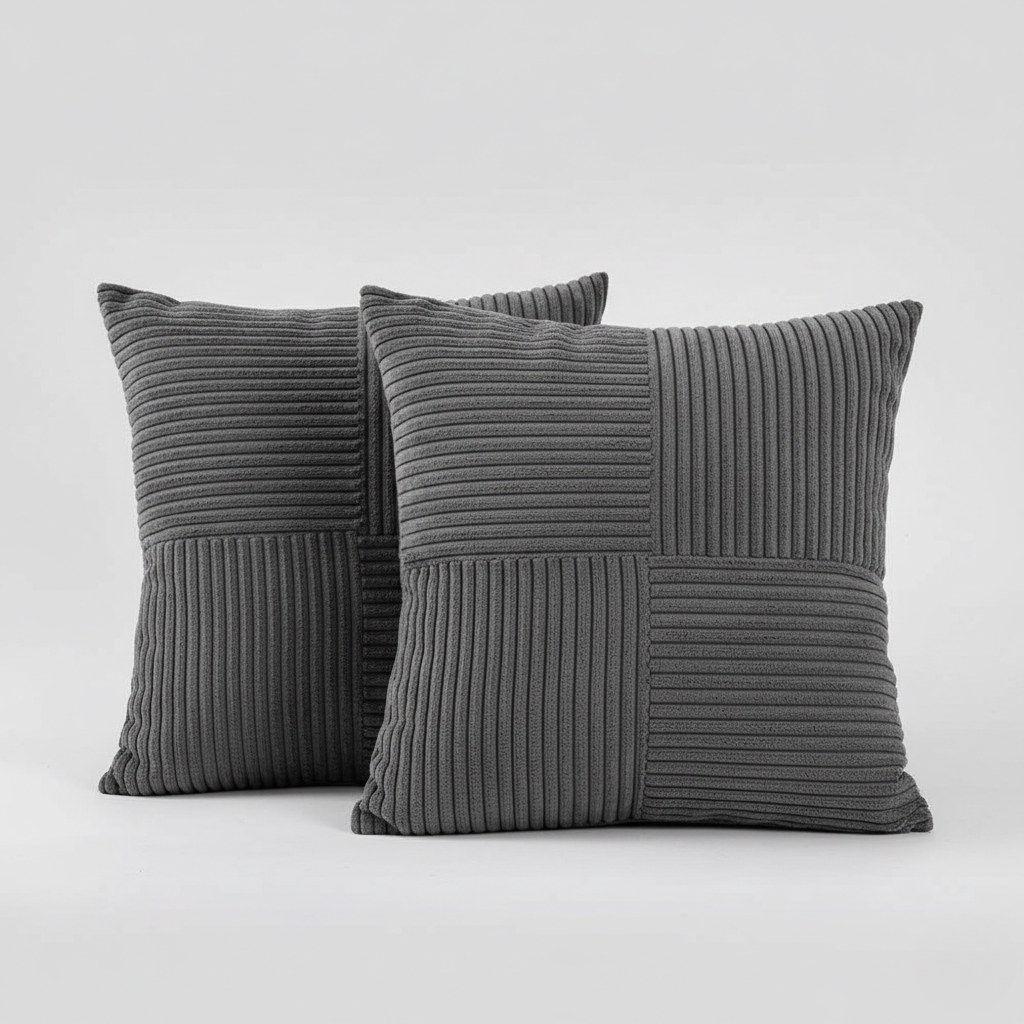 Splicing Soft Corduroy Cushion Cover for Couch – Rustic Living Room Decor