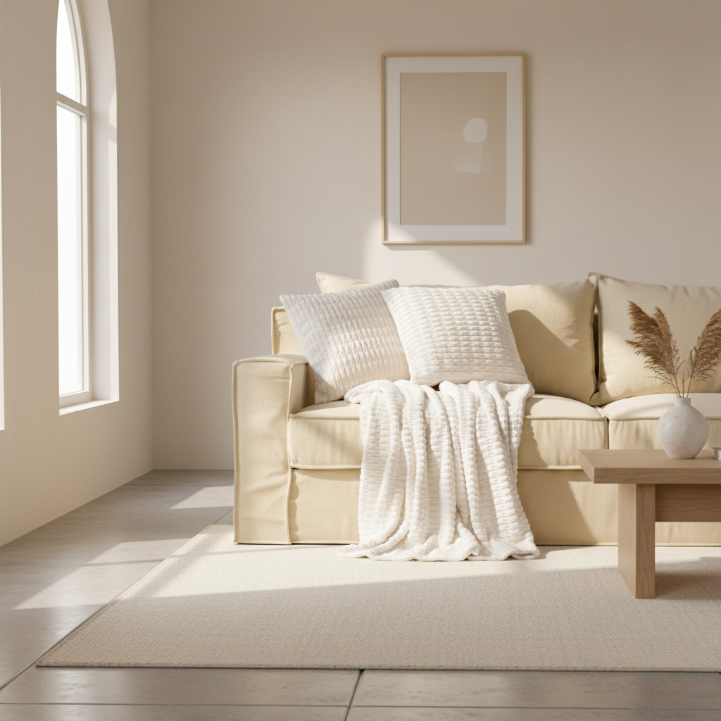 Throw Blanket Set With Pillow Cases | Warm Faux Fur Striped