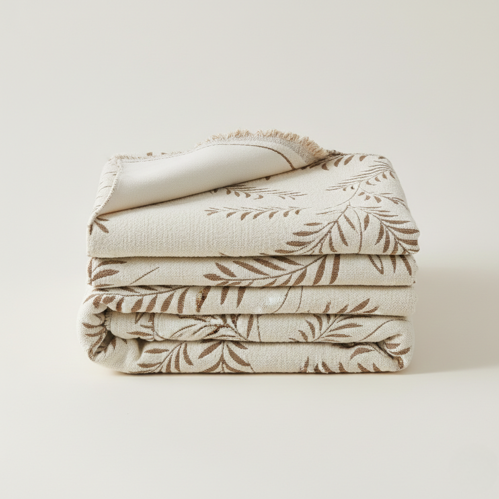 Cozy Winter Sofa Cover - Warm Botanical Pattern for Couch