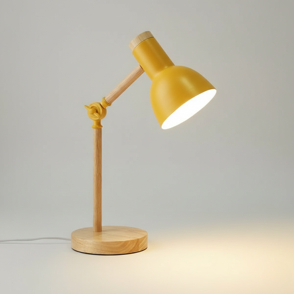 LED Desk Lamp – Nordic Wood Design for Work and Living Room