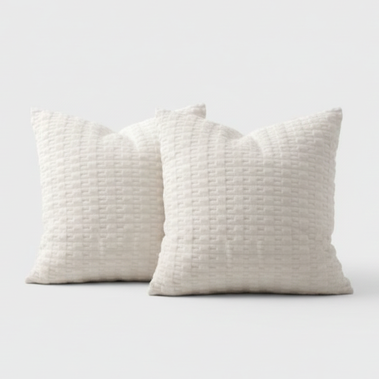 Pillow Cover Set | Warm Faux Fur Striped 2 piece