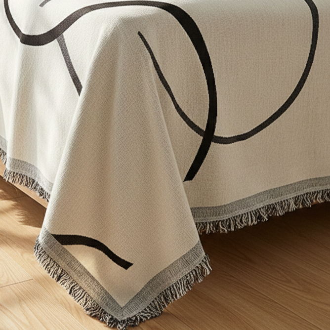 Jacquard Fleece Sofa Cover - Curve Patterned for Sofa and Living Room