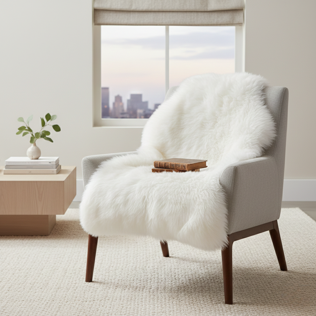 Shearluxe Faux Fur Rug – Ultra Fluffy Plush White Area Rug for Living Room