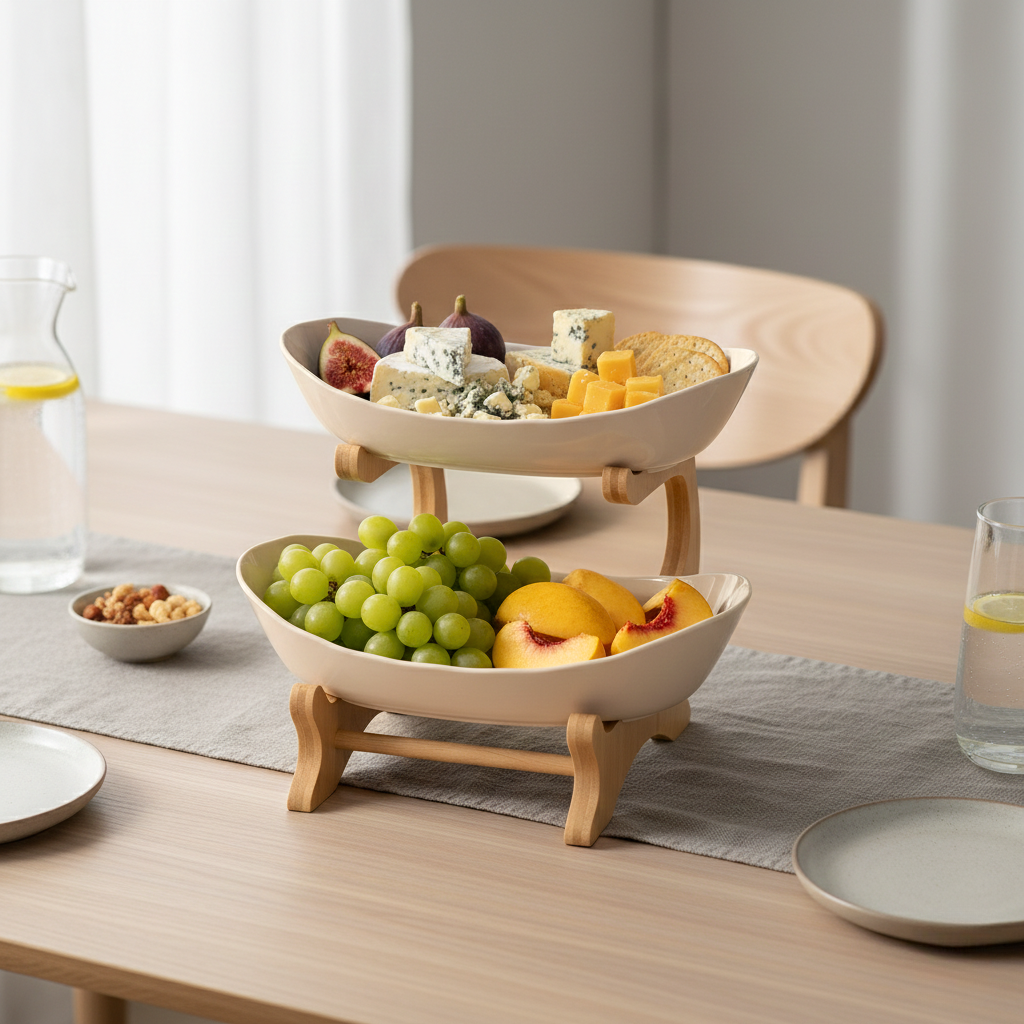 Modern Fruit Bowl - Multi-tiered Wooden for Kitchen
