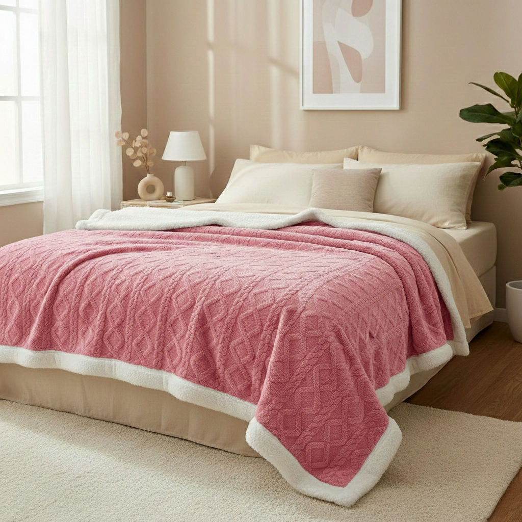Cozy Fleece Blanket - Double-sided Nighttime Warmth for Bedroom