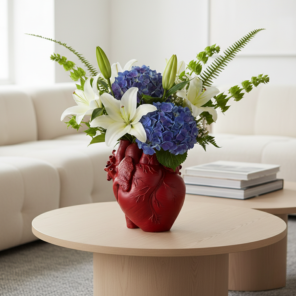 EcoHeart Shaped Vase – Bamboo & Wood Decorative Flower Vase