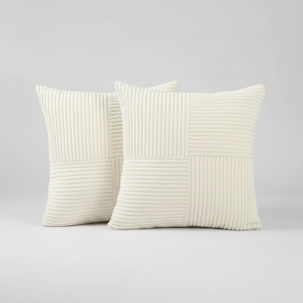 Splicing Soft Corduroy Cushion Cover for Couch – Rustic Living Room Decor