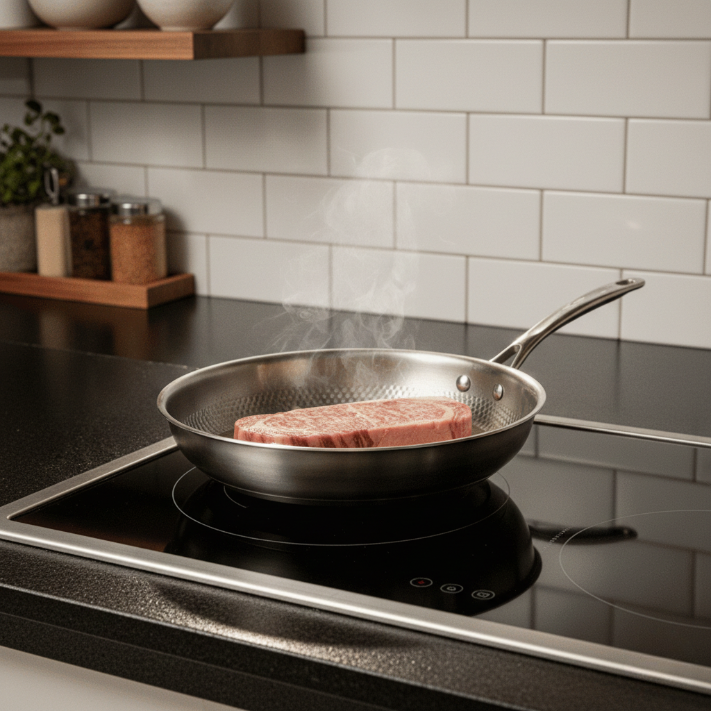 Titan-premium Frying Pan - Polished Metallic Finish for Kitchen