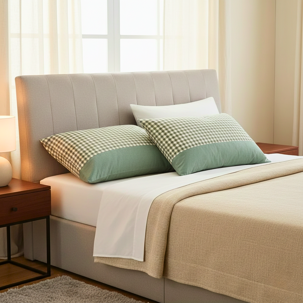 Classic Gingham Soft Pillow Case – Comfortable Bedding Accent