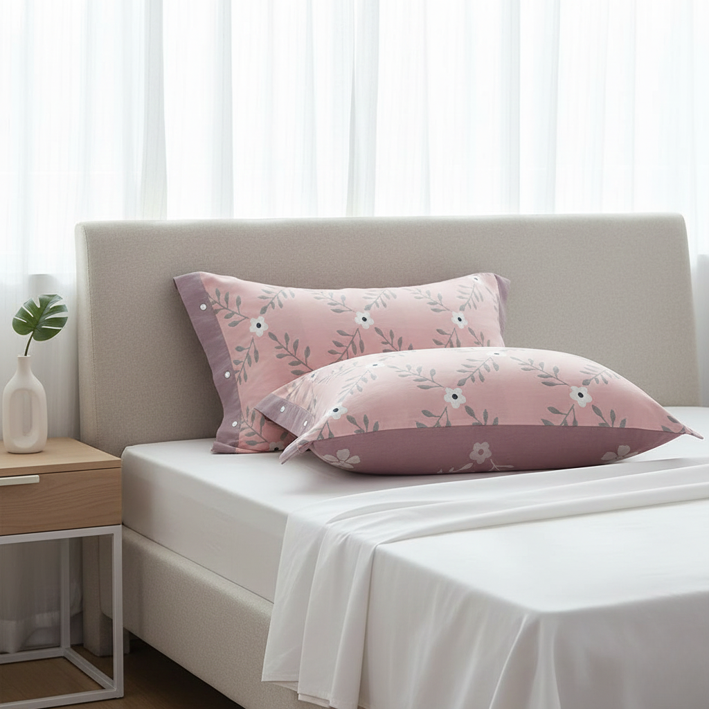 Pure Cotton Buttoned Pillowcase – Soft & Stylish Bedding Accent