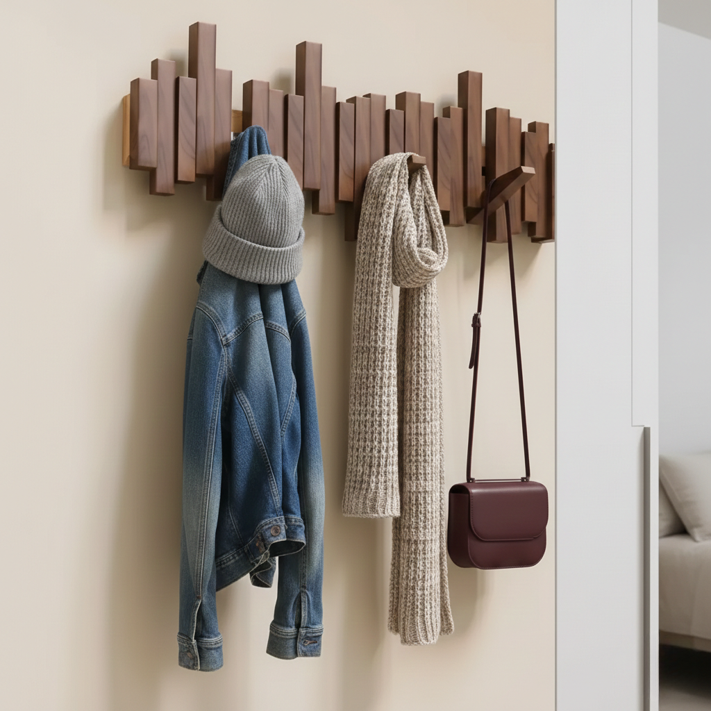 Piano Wood Wall Hooks – Clothes and Bag Hangers