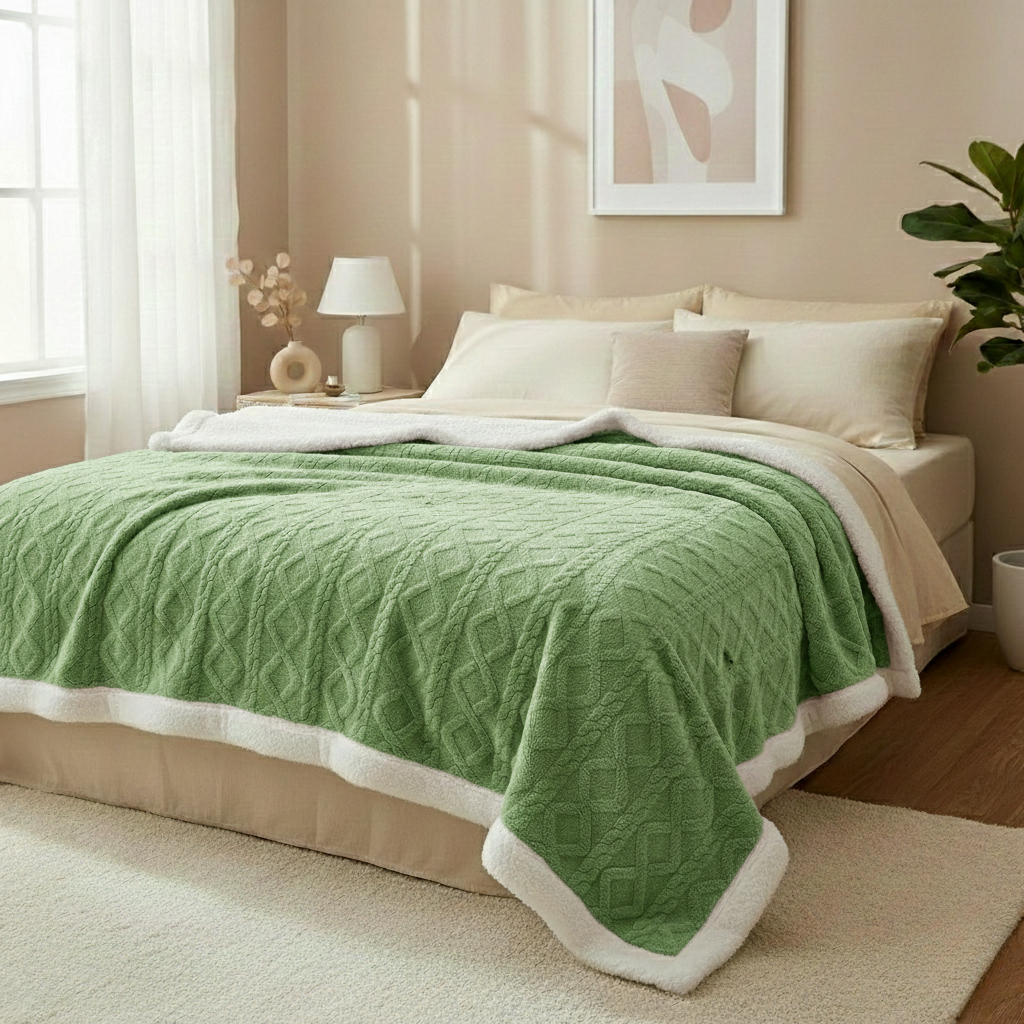 Cozy Fleece Blanket - Double-sided Nighttime Warmth for Bedroom