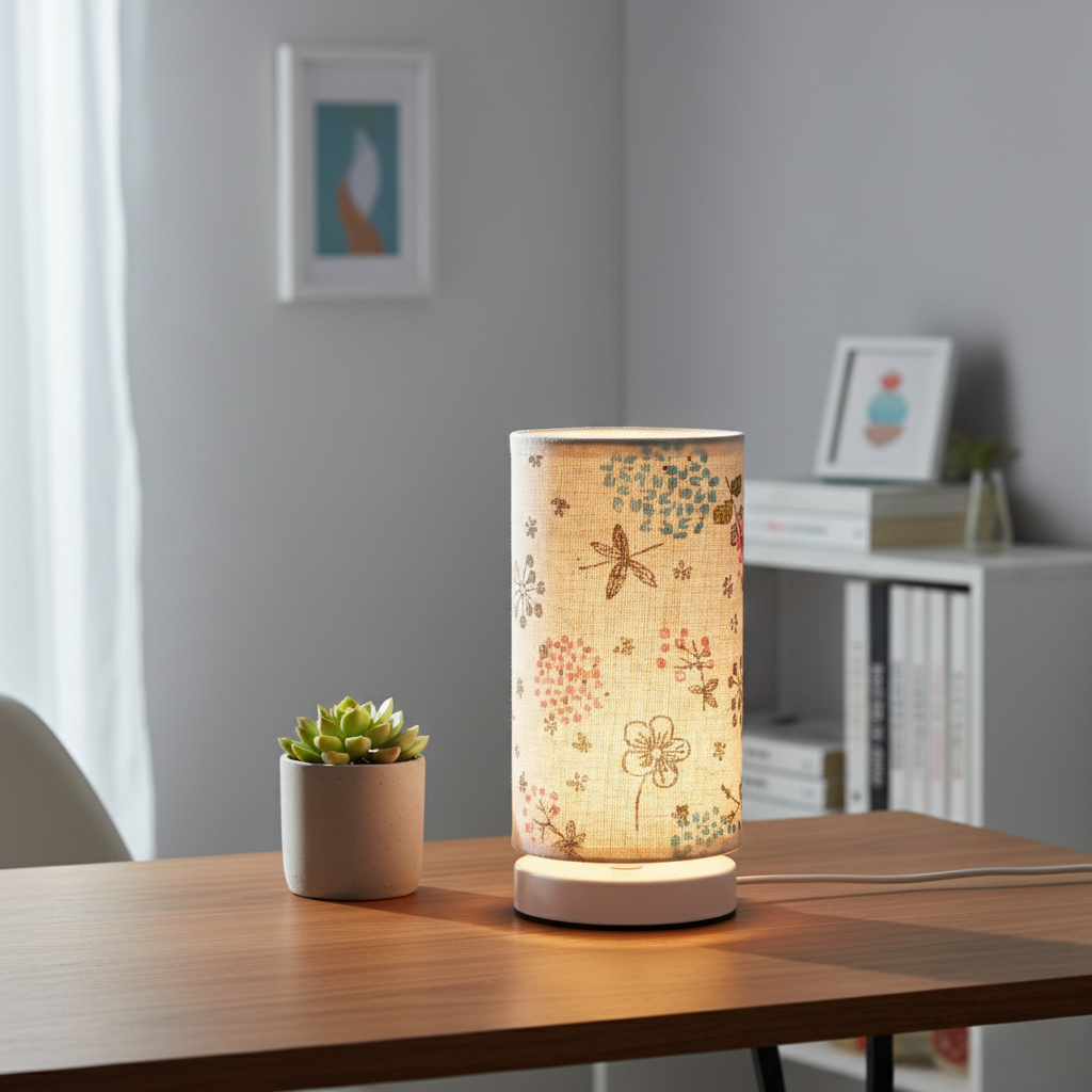 Botanical Floral Table Lamp – Fabric Shade Decorative Lighting