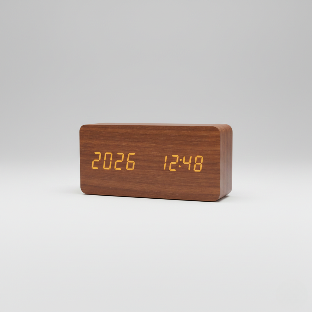 Wood-sense LED Wooden Clock - Stylish Wood Grain for Every Room