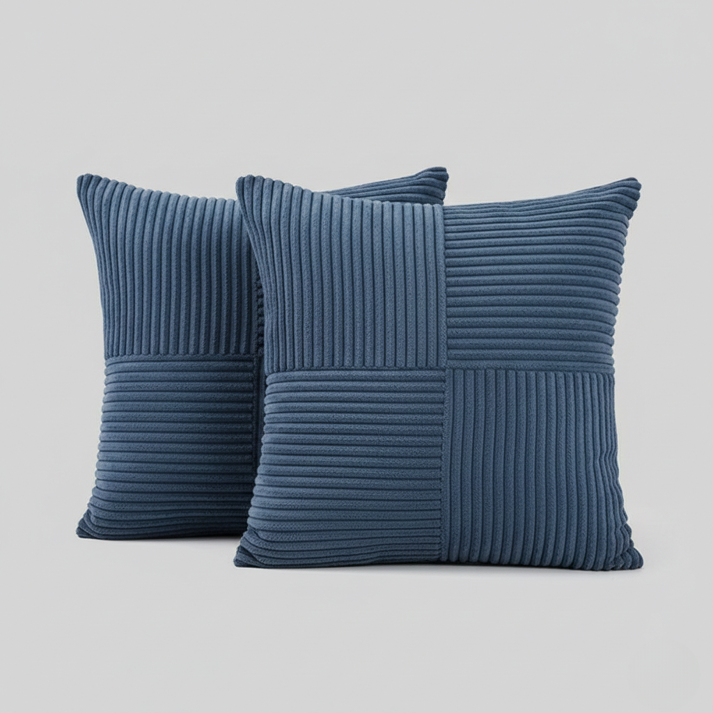 Splicing Soft Corduroy Cushion Cover for Couch – Rustic Living Room Decor