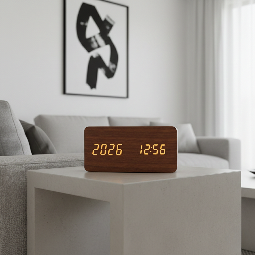 Wood-sense LED Wooden Clock - Stylish Wood Grain for Every Room