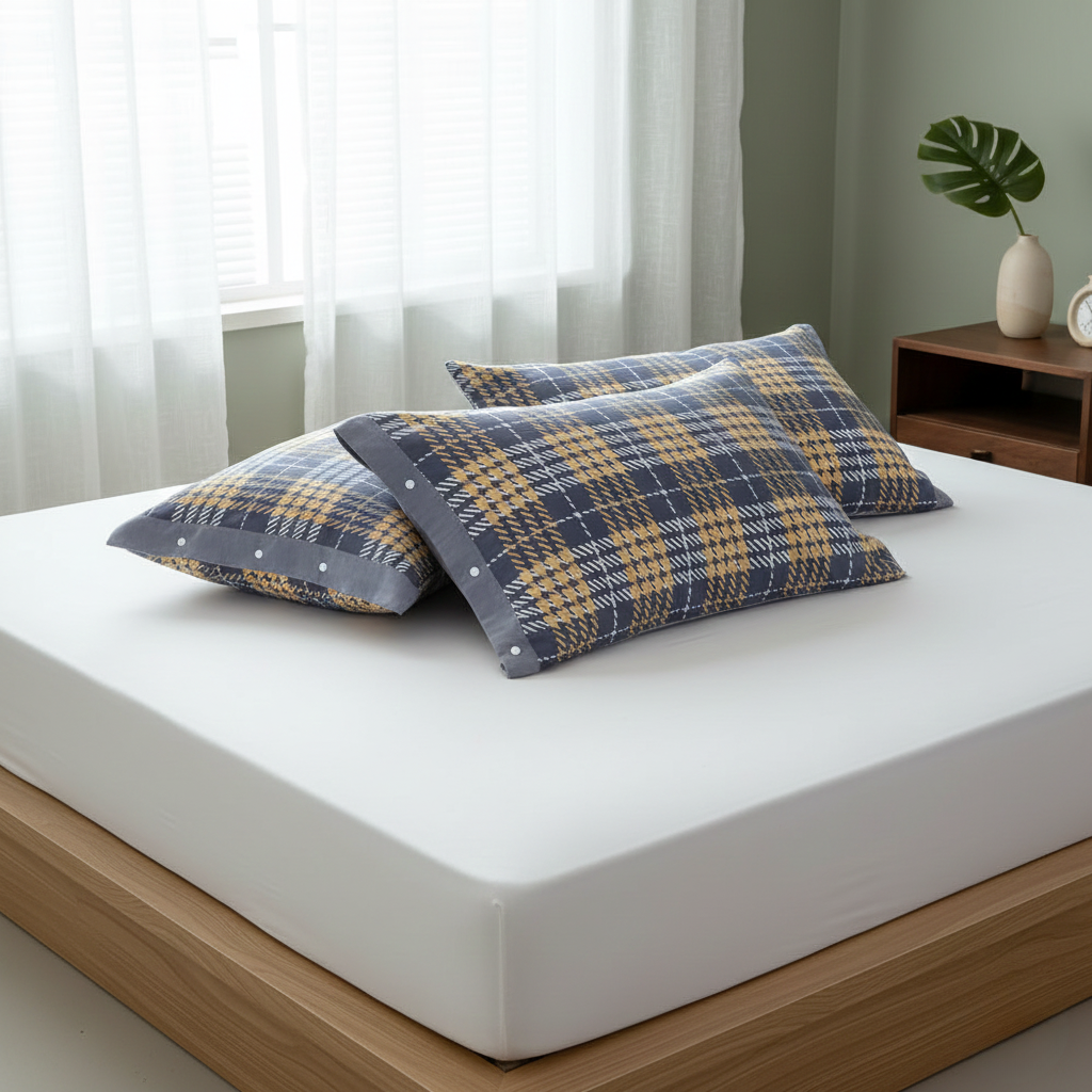 Pure Cotton Buttoned Pillowcase – Soft & Stylish Bedding Accent