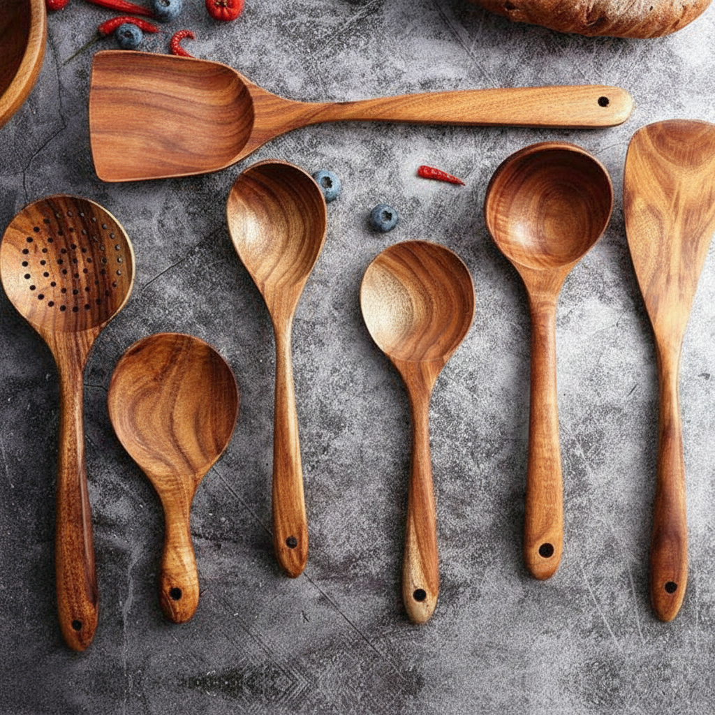 Wooden Cooking Utensils - 7- Piece Set