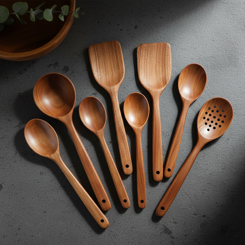 Wooden Cooking Utensils - 7- Piece Set