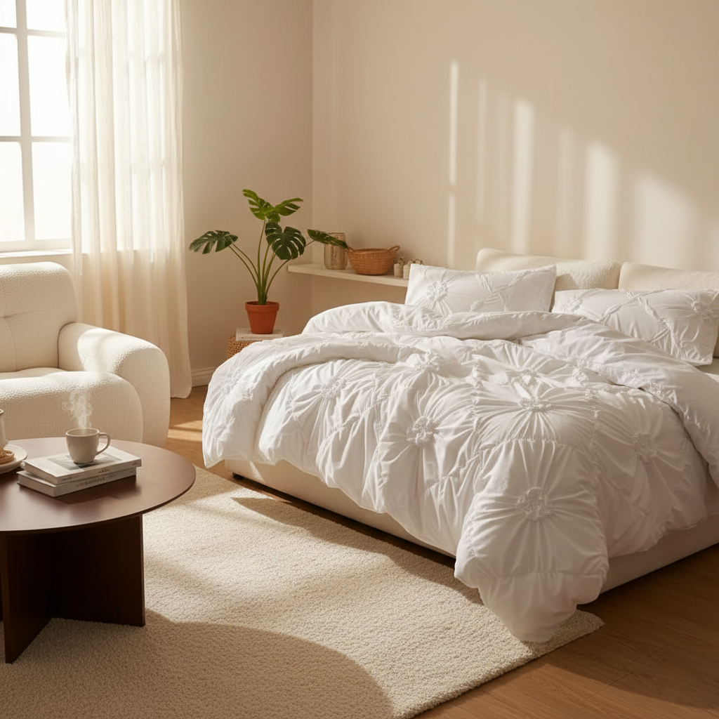 Ruffle Flower Cover | Bedding Quilt Set