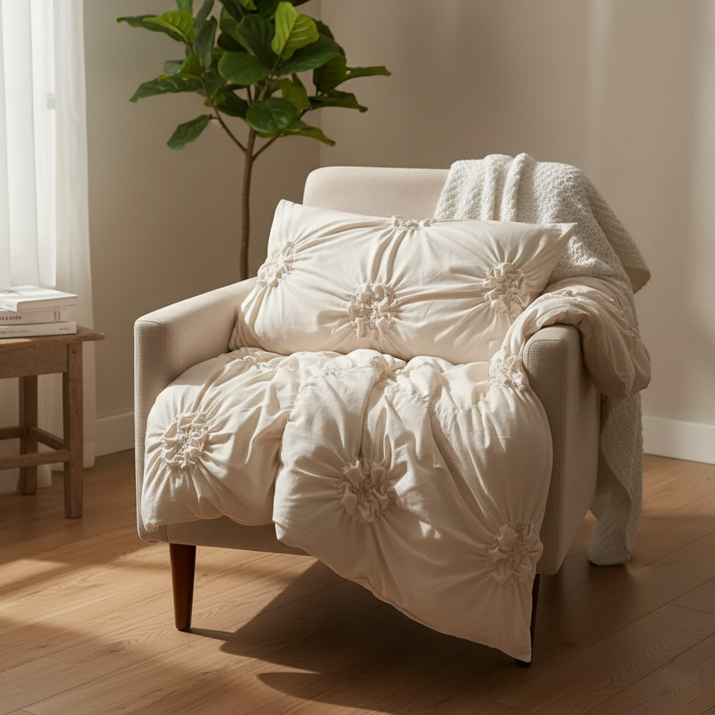 Ruffle Flower Cover | Bedding Quilt Set